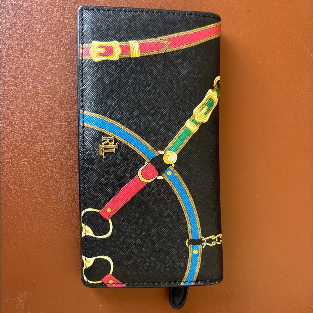 Ralph Lauren Print Crosshatch Leather Slim Wallet - Picture 4 of 6